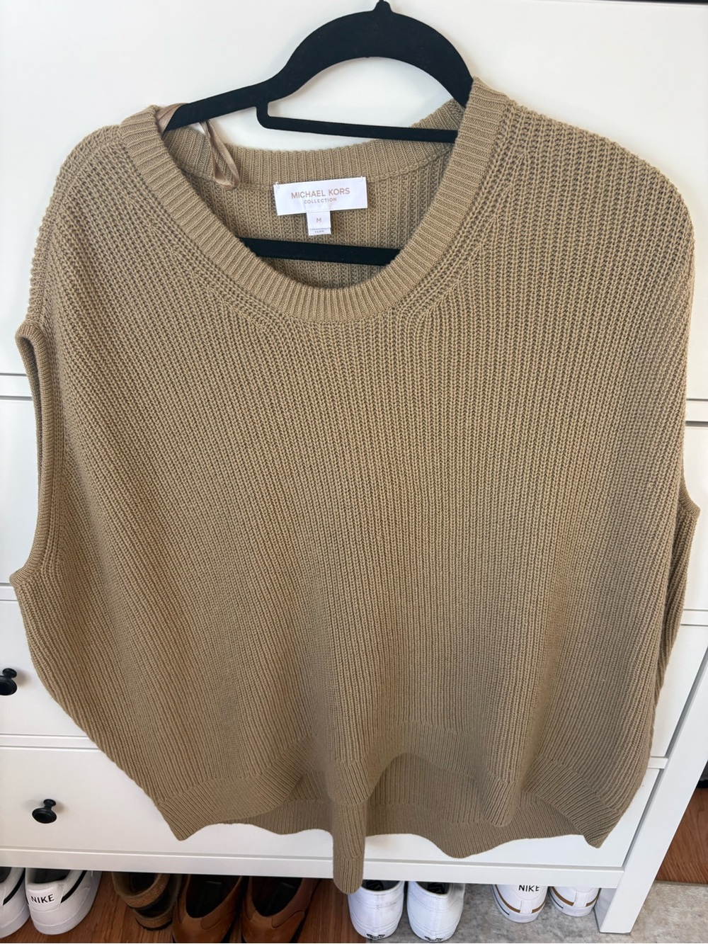 Michael Kors Tan Sleeveless Crewneck Knit Vest